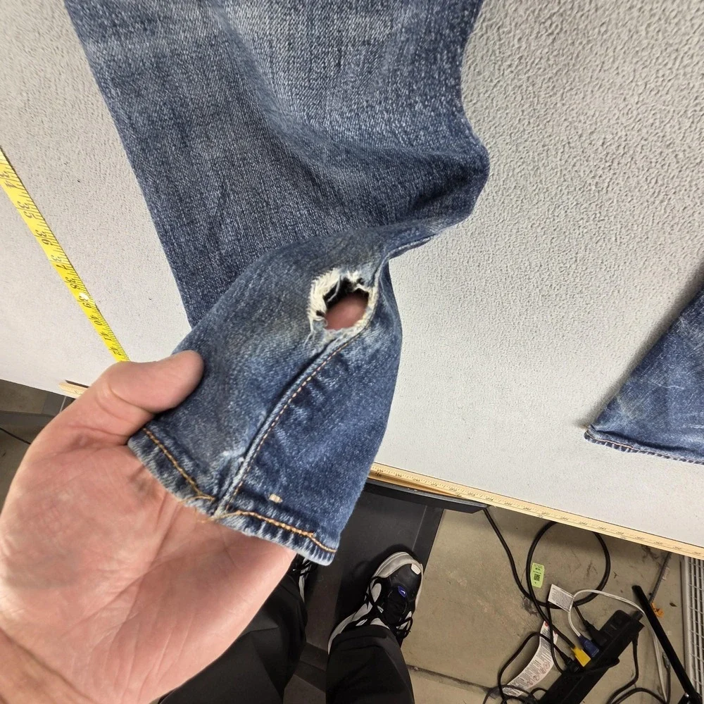 Levis 511 Jeans Mens‎ 29x32 Blue Selvedge Thrashed Whiskers Honeycomb Zip Fly